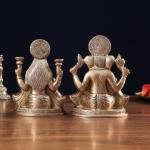 6" Pure Brass Ganesha Lakshmi Idol Set | Divine Pair Temple Murti | Prosperity Gift Set